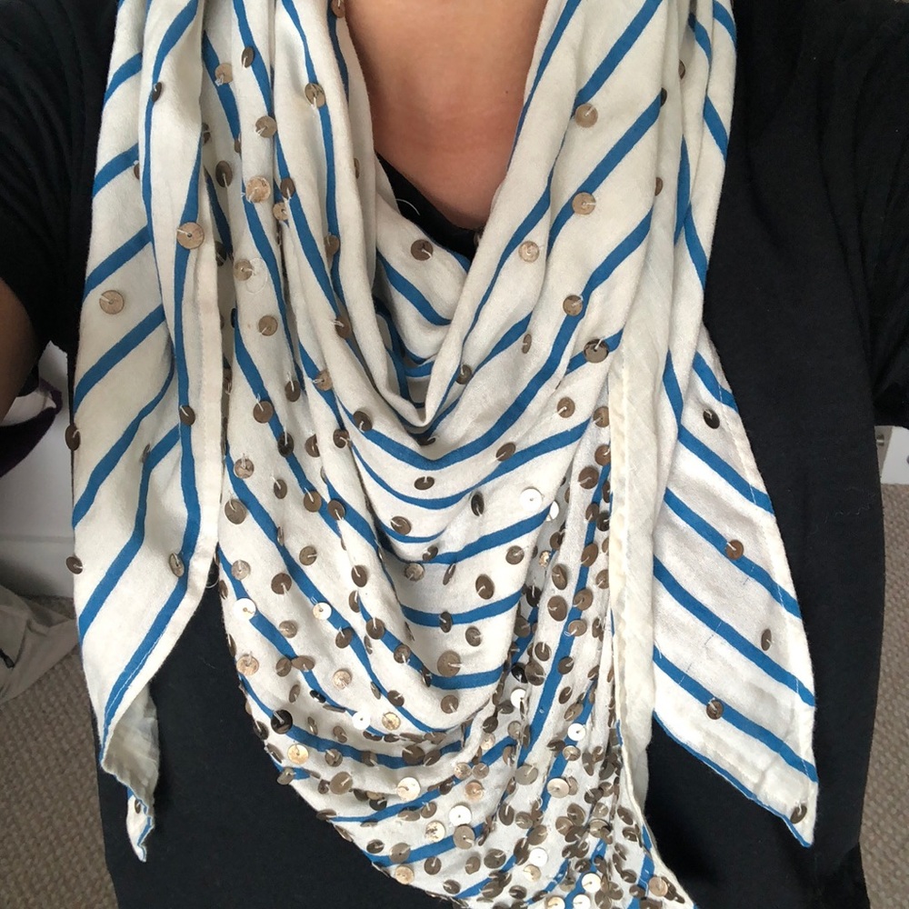 Anthropologie Striped Sequin Scarf or Shawl